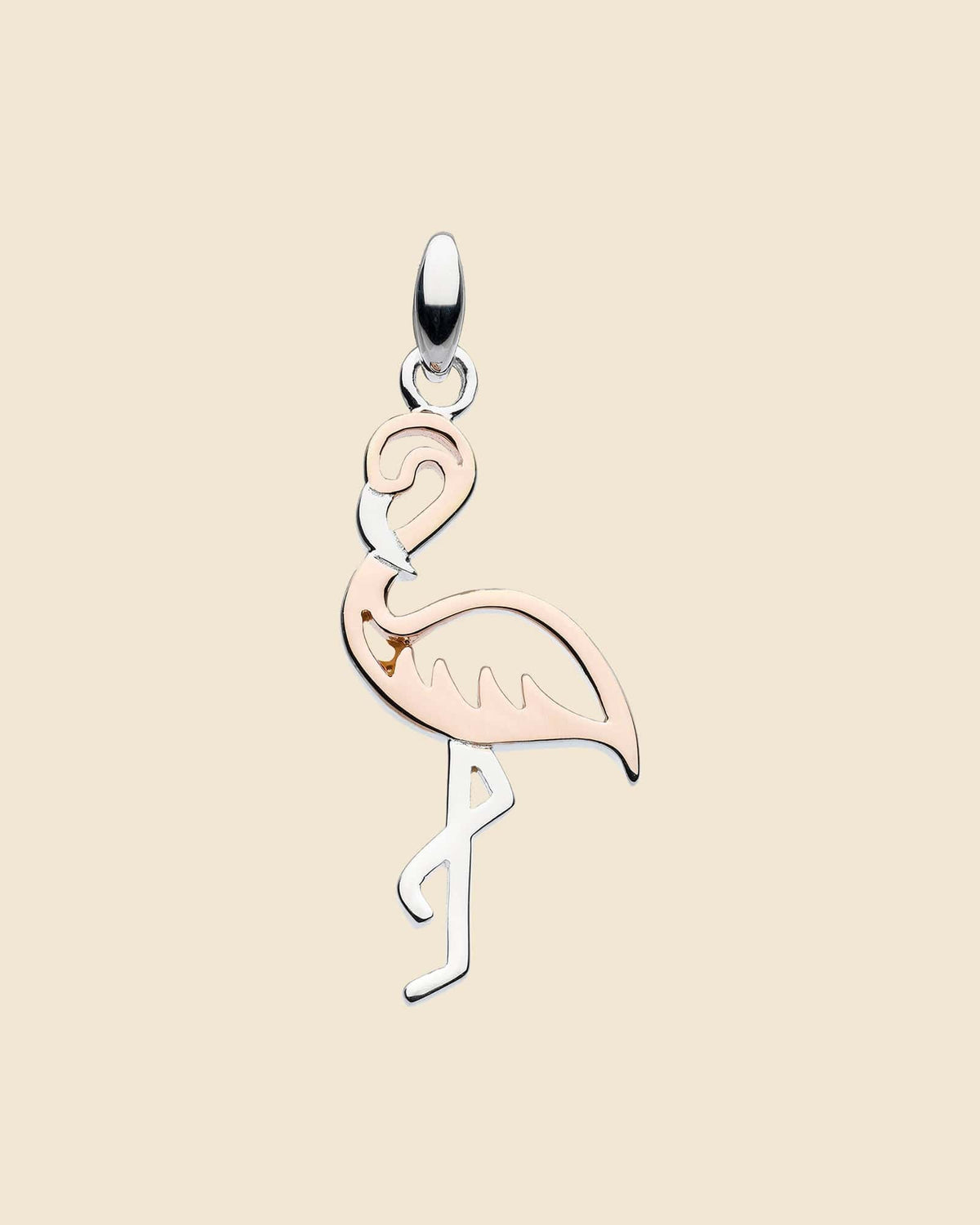 Sterling Silver and Rose Gold Plated Plate Flamingo Pendant