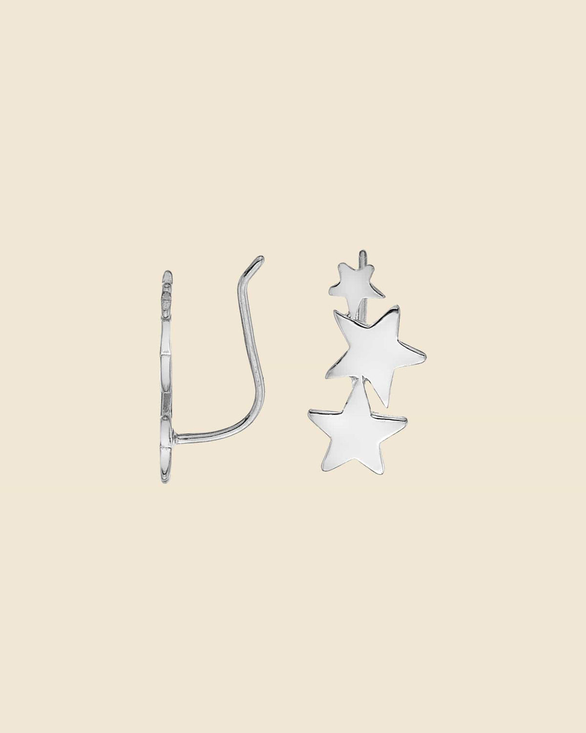 Sterling Silver 3 Star Climber Earrings