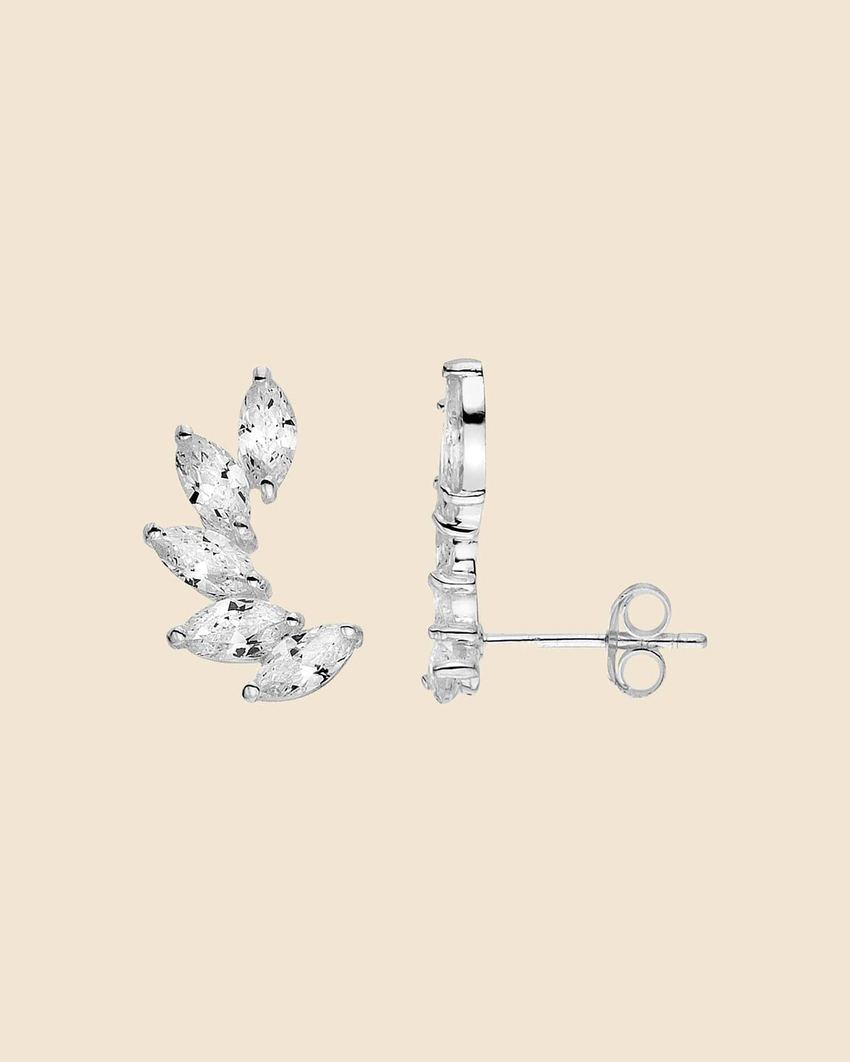 Sterling Silver and Cubic Zirconia Marquis Ear Climbers