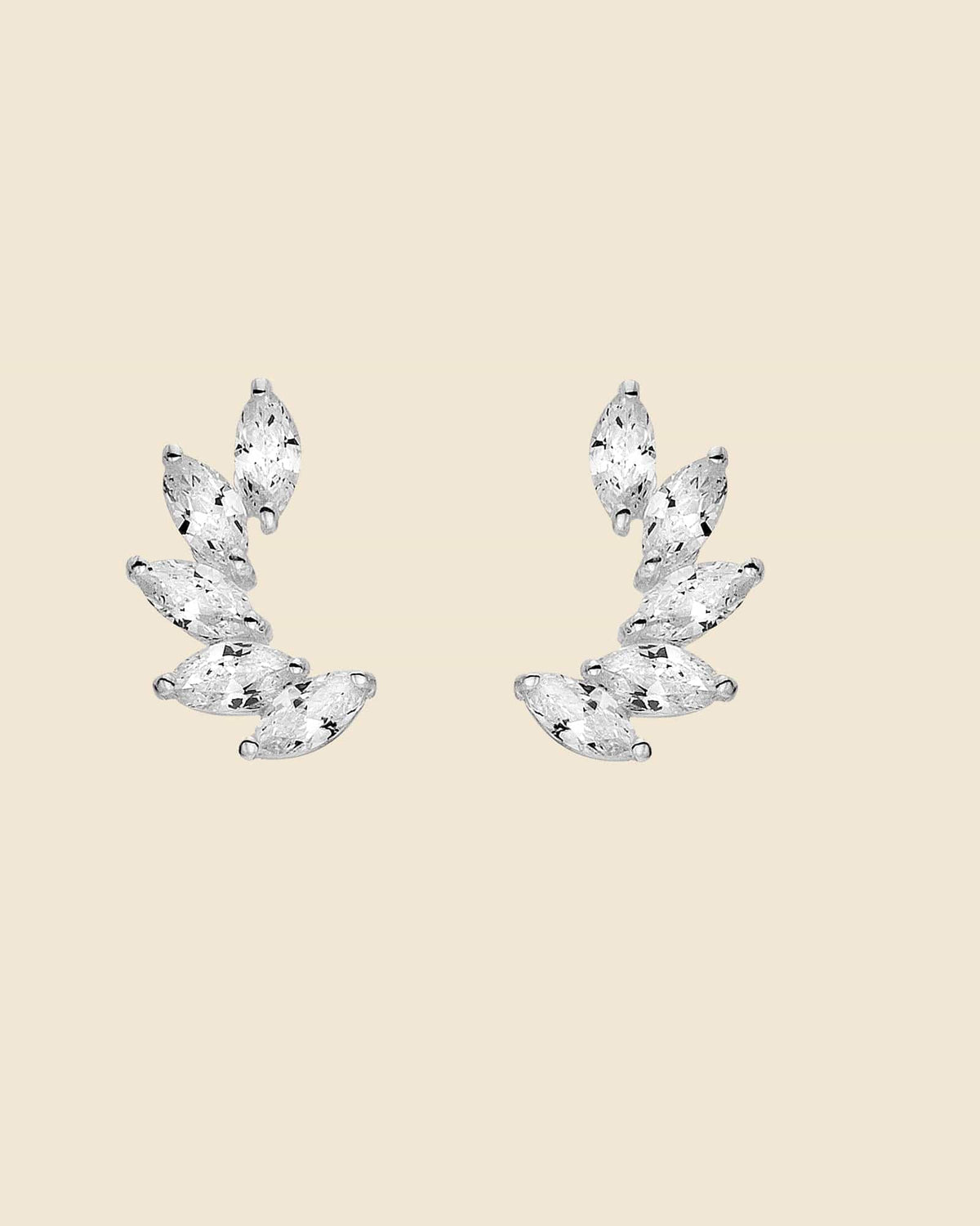 Sterling Silver and Cubic Zirconia Marquis Ear Climbers