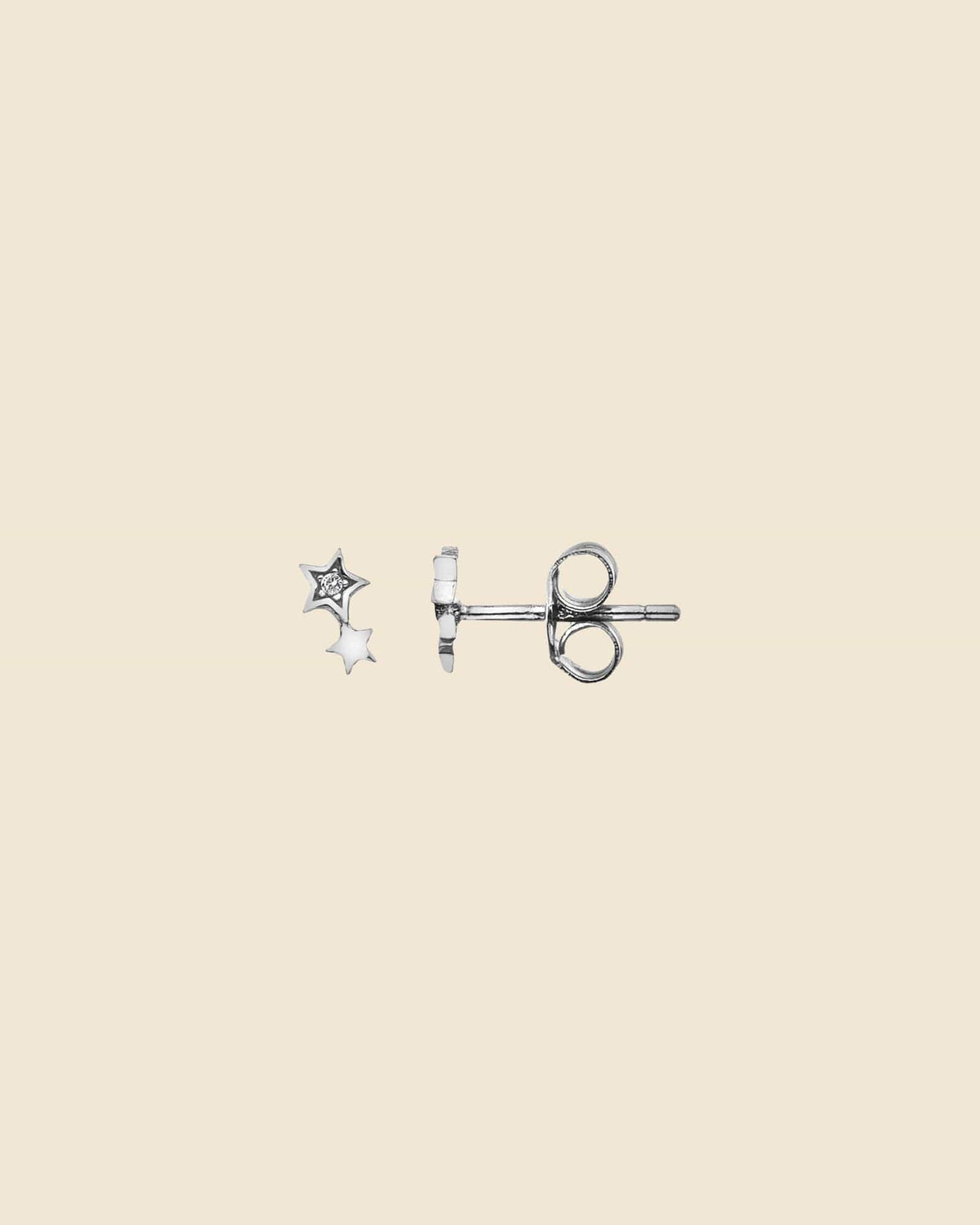 Sterling Silver Tiny Double Star Studs