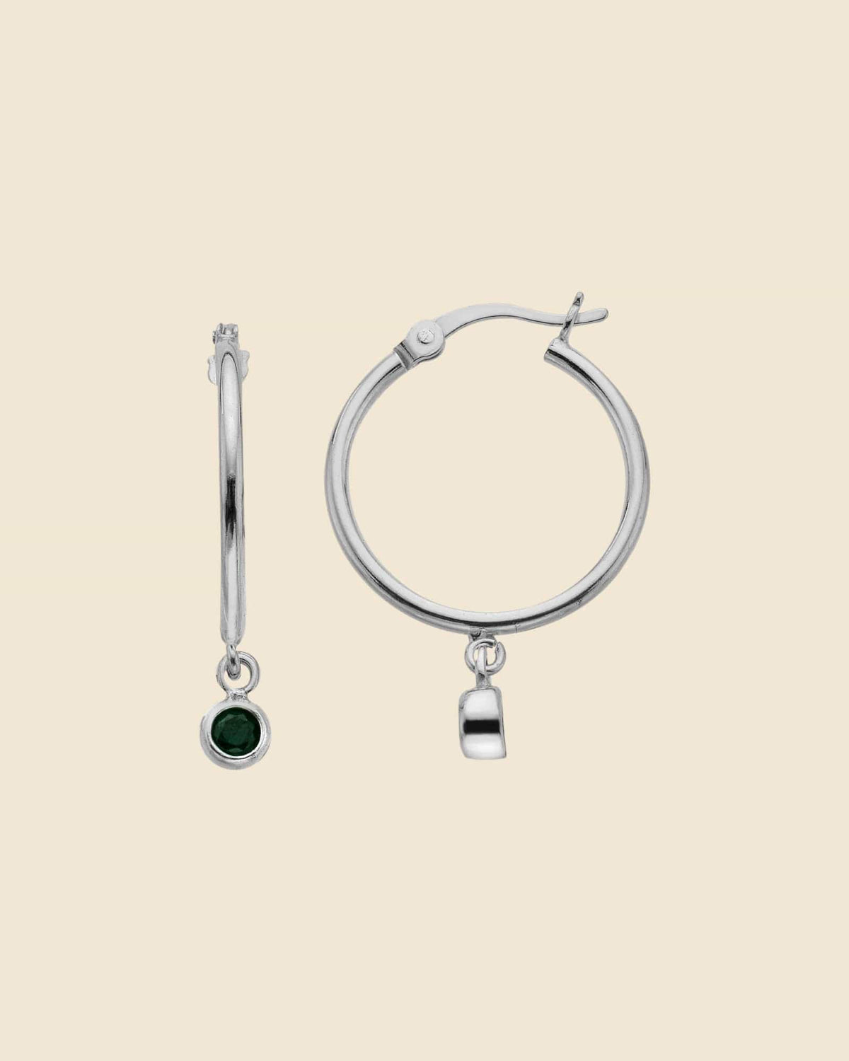 Sterling Silver Hoops with Tiny Gem Charm