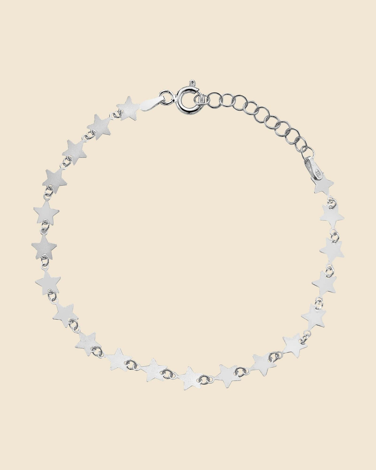 Sterling Silver Flat Star Link Bracelet
