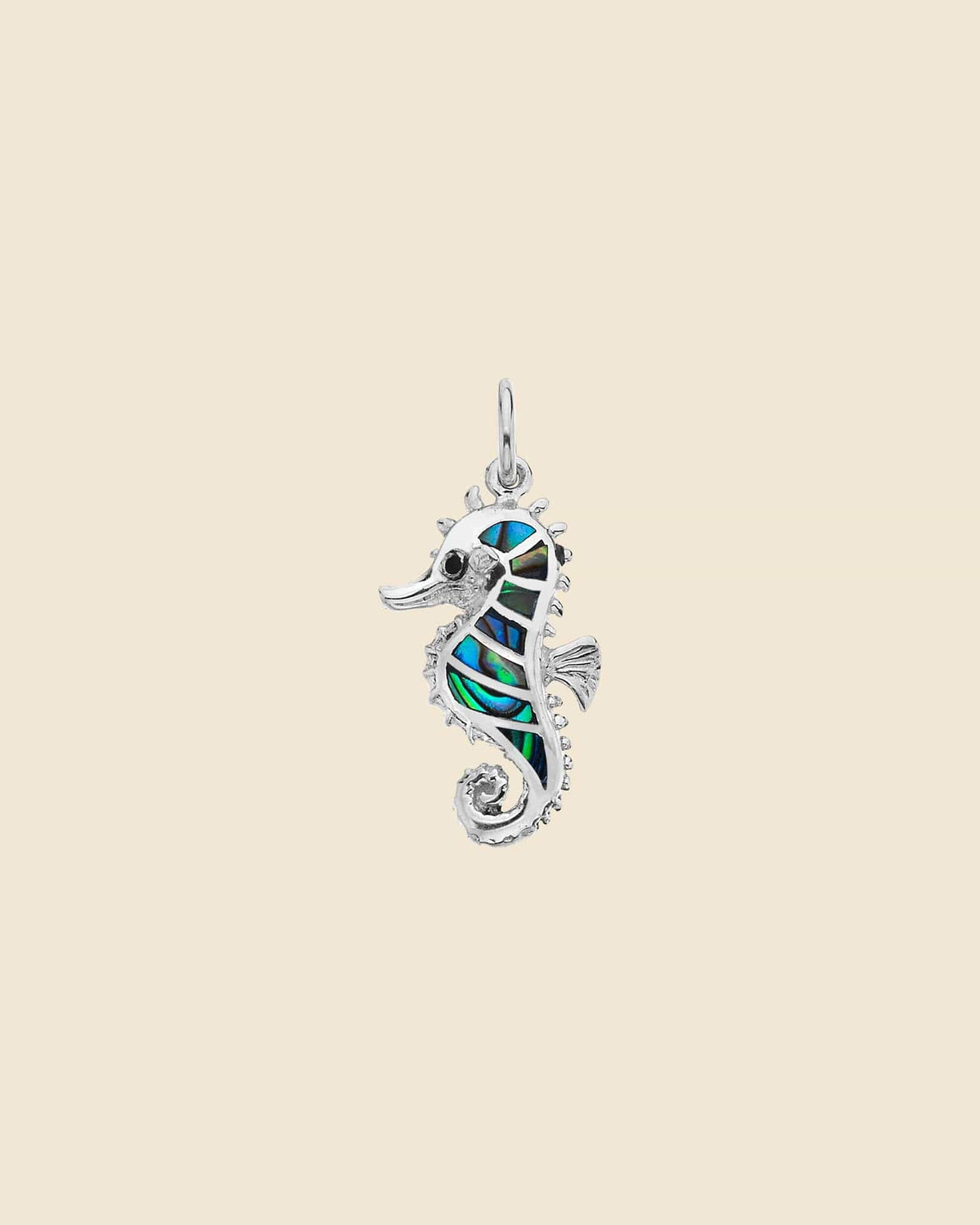 Sterling Silver and Paua Shell Baby Seahorse Pendant