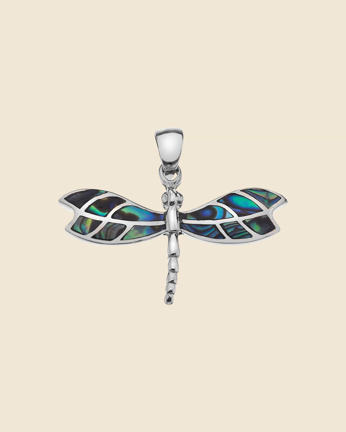 Sterling Silver and Paua Shell Dragonfly Pendant
