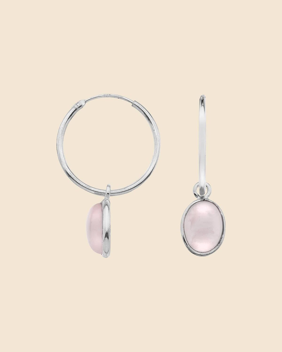 Sterling Silver 18mm Hoops with Gemstone Charm
