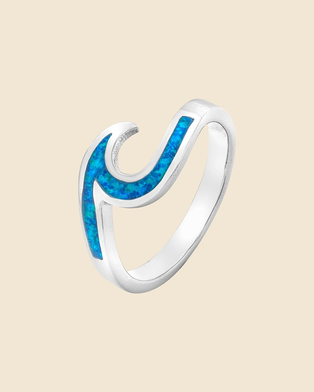 Sterling Silver and Blue Opal Wave Ring
