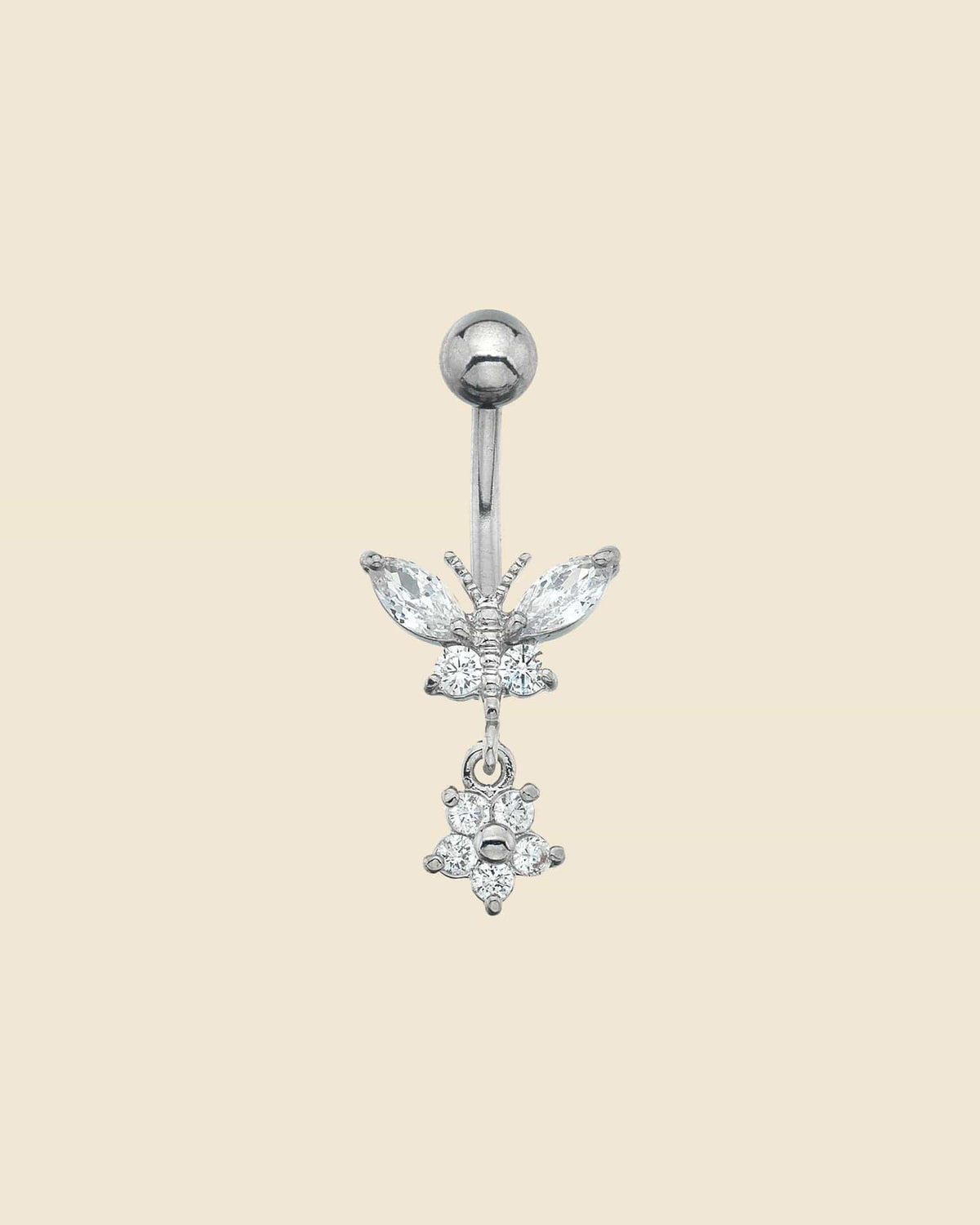 Butterfly Navel Bar in Surgical Steel
