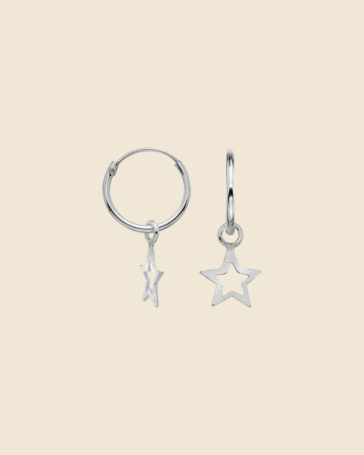 Sterling Silver 12mm Hoops with Open Star Charm