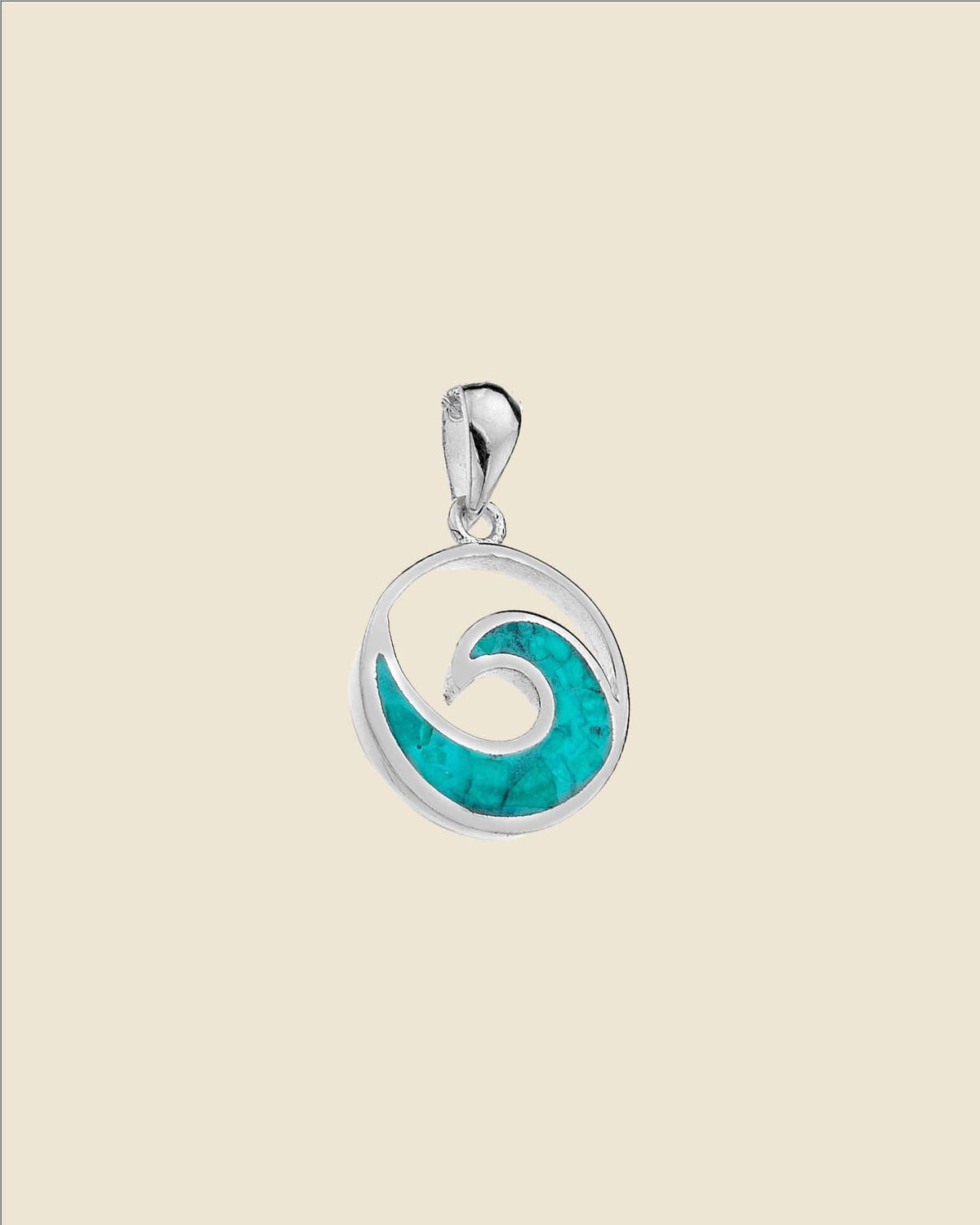 Sterling Silver and Crushed Turquoise Ocean Wave Pendant