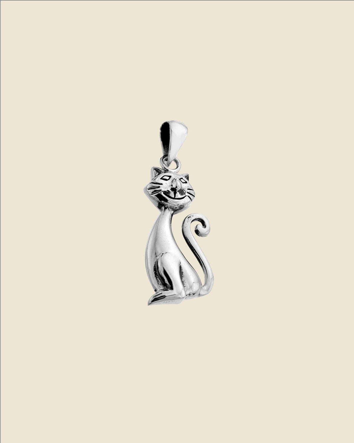Sterling Silver Contented Cat Pendant