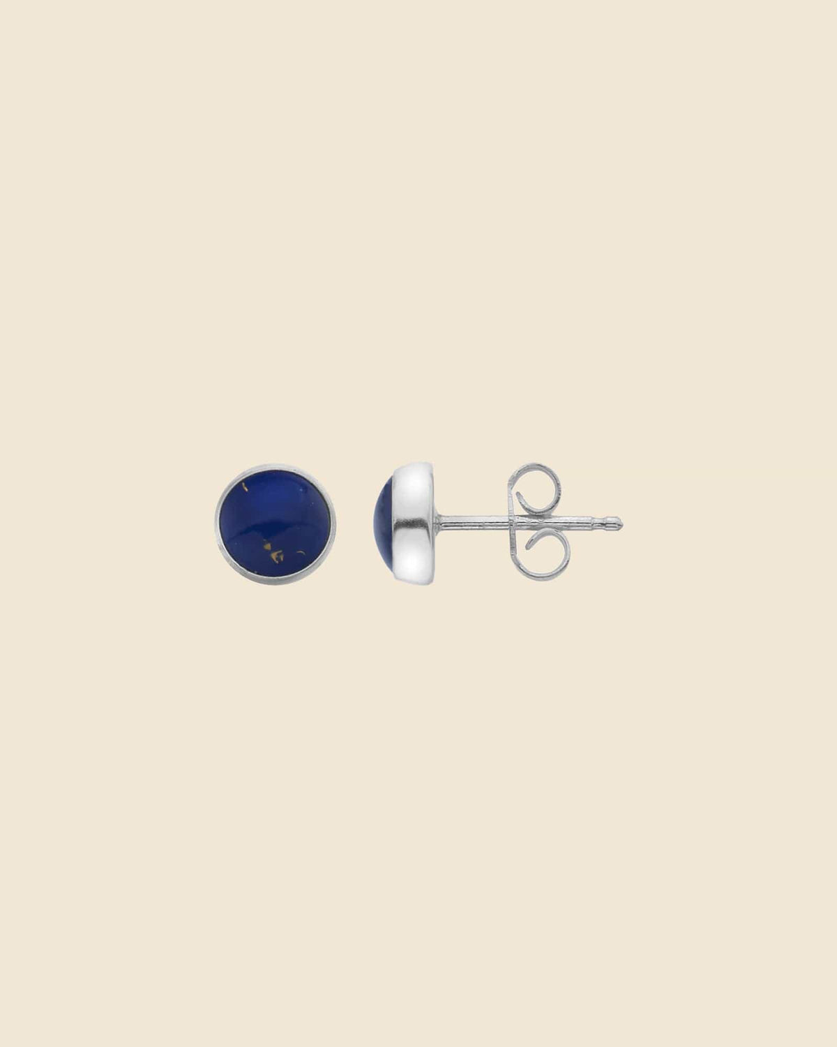 Sterling Silver and Lapis Lazuli Round Studs