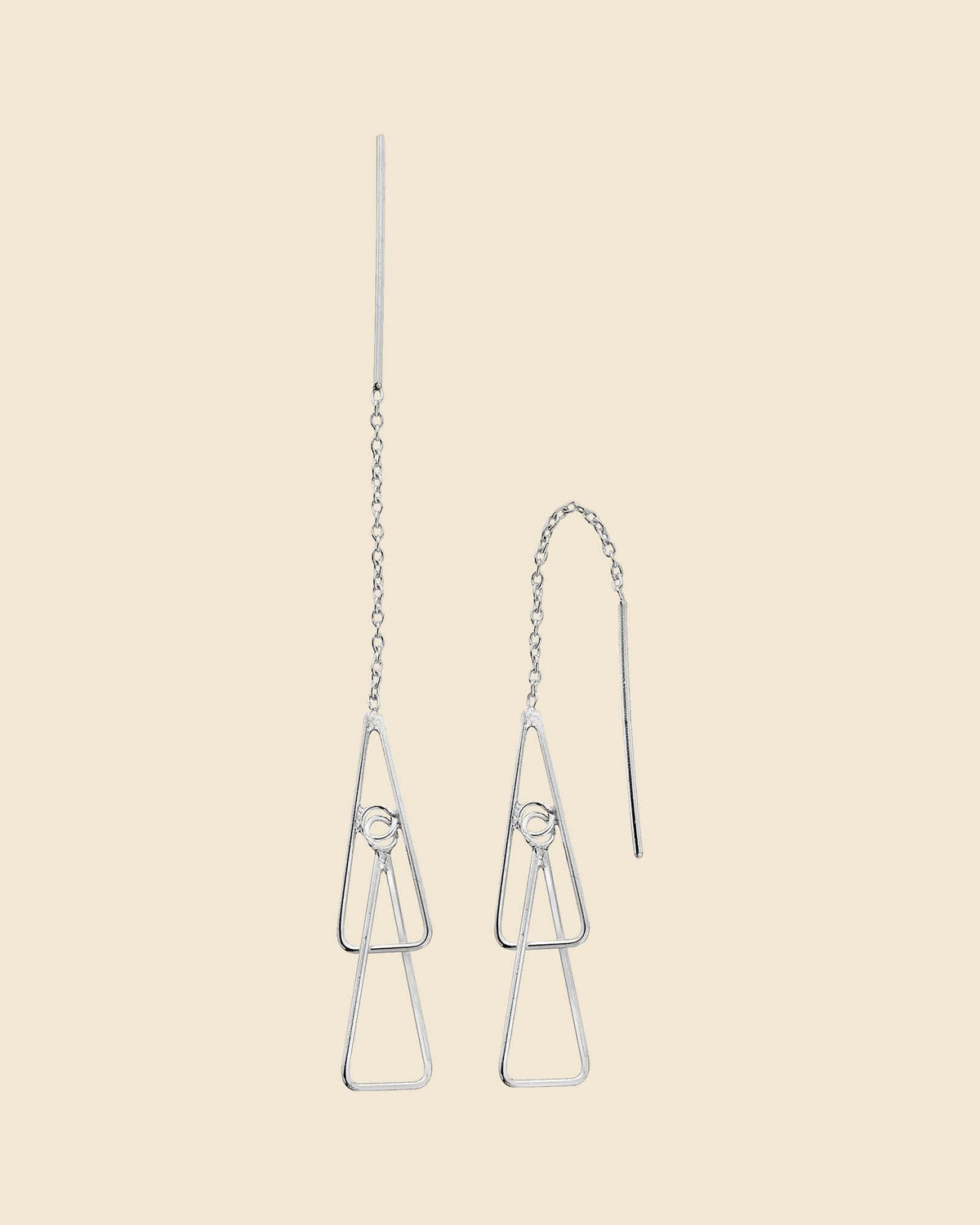 Sterling Silver Pull-Through Triangle Earrings