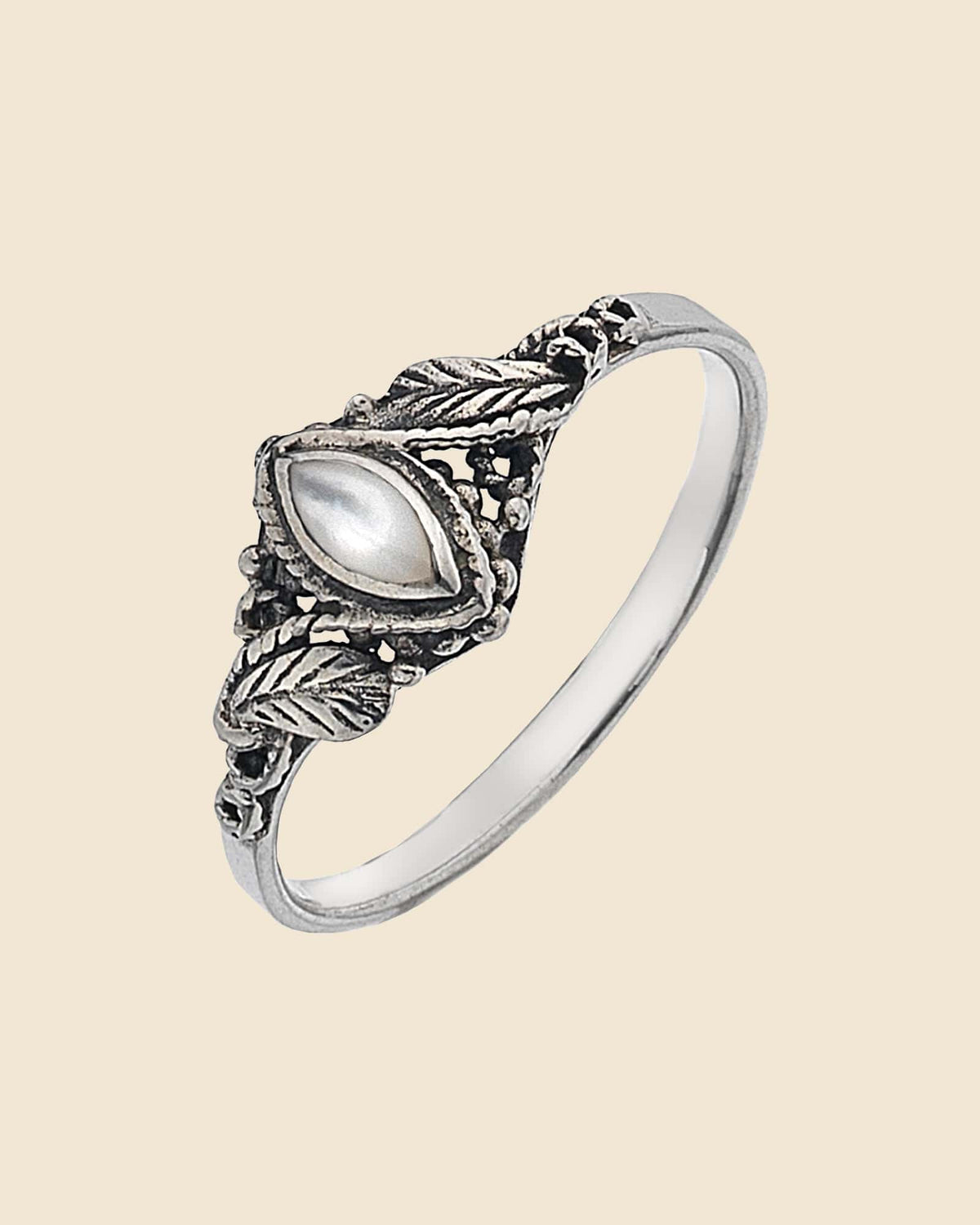 Sterling Silver Mini Marquise Shell Ring
