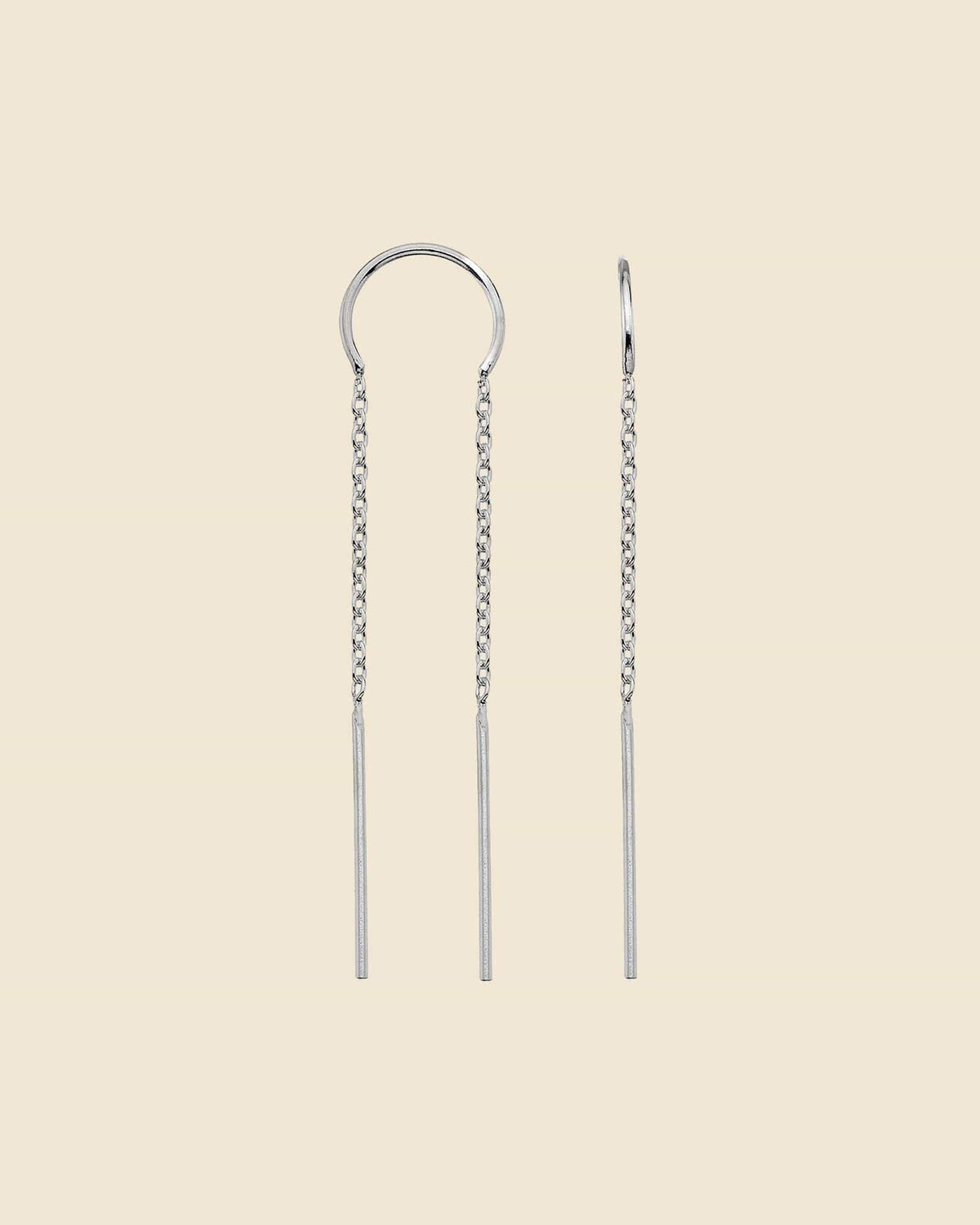 Sterling Silver Simple Chain and Bar Pull-Through Earrings